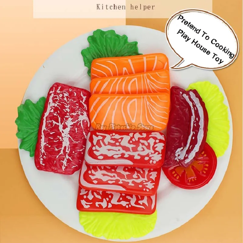 Kids Kitchen Simulation Barbecue Japanese Food Pretend Play Sushi Tuna Shrimp Wasabi Sashimi Toy Set Girl Boy Cooking Toys Model