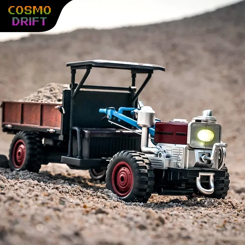 JJRC C8836 RC Walking Tractor 1/12 Scale 4WD Retro Vintage Farm Toy with Smoke Sound Light 2.4G Remote Control Car for Adult