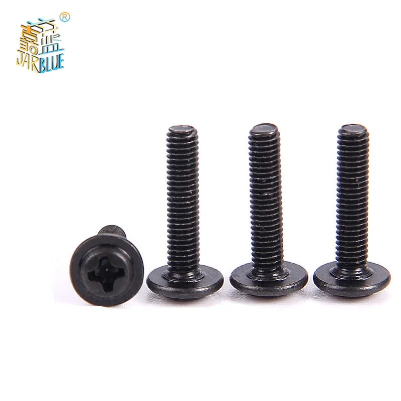 

10pcs/lot M1.4 M2 M2.5 M3 M 3.5 M4 M5 M6 PWM Black Pan Head Screws with Washer Fixed Motherboard Screws With Pad DIN967