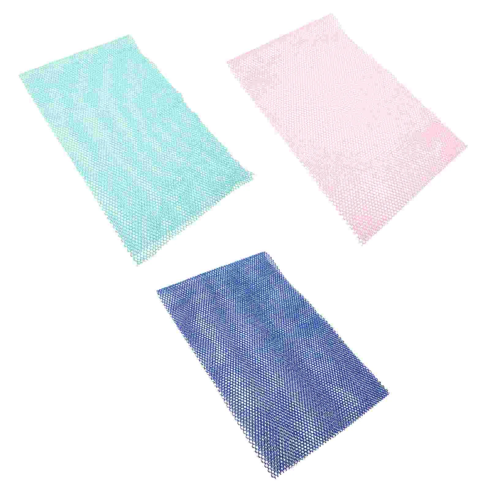 3 Pcs African Net Bath Bar Back Scrubber for Women Wash Cloth Real Sponge Exfoliating Shower Body Bathroom Washcloth Cleansing