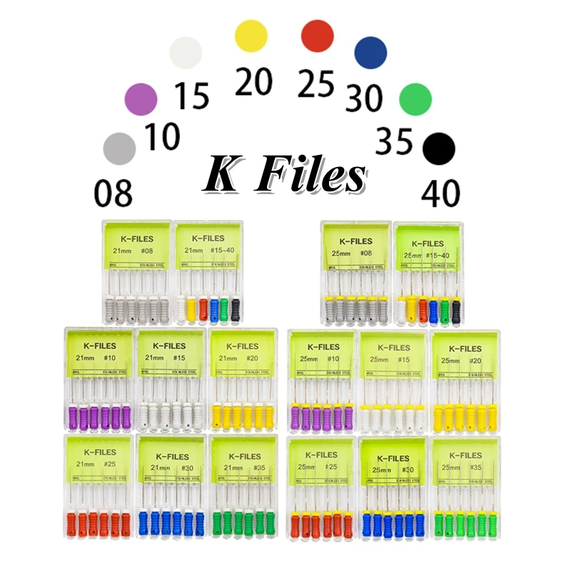 

6Pcs/Pack Dental Root Canal Files, Hand Use K File, 21mm 25mm Endodontic File, Endo Root Canal Treatment Drill