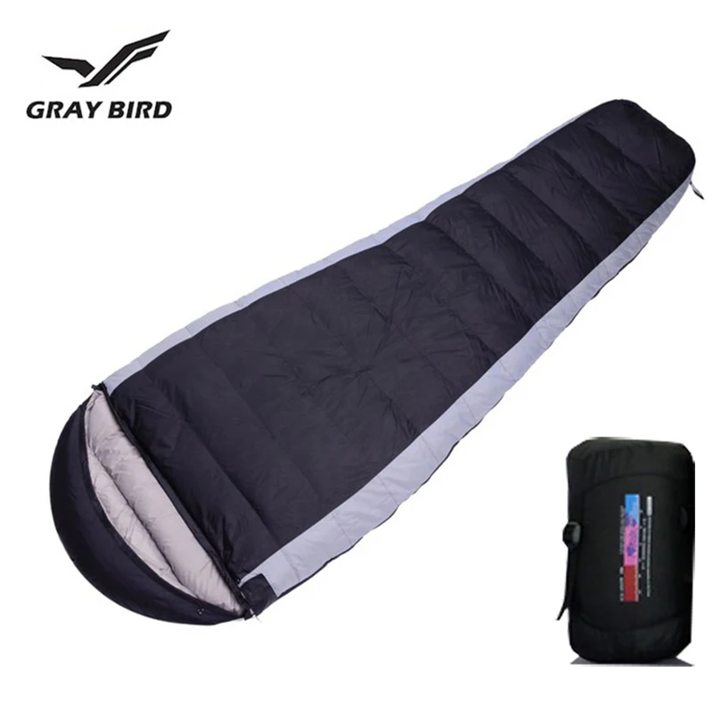 

Outdoor camping sleeping bag mummified style adult camping mountaineering portable white duck down four seasons sleeping bag