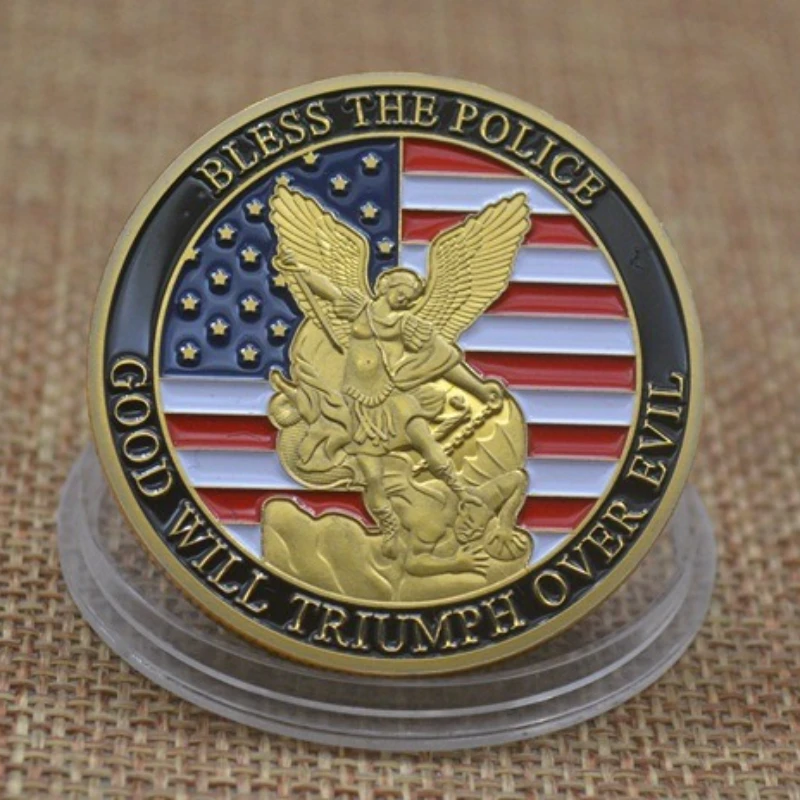 Bénis l'honneur de la Police, bonne volonté, Triumph sur le mal, pièce de Souvenir plaquée or, pièce de Collection de l'intégrité de la Courage Pride