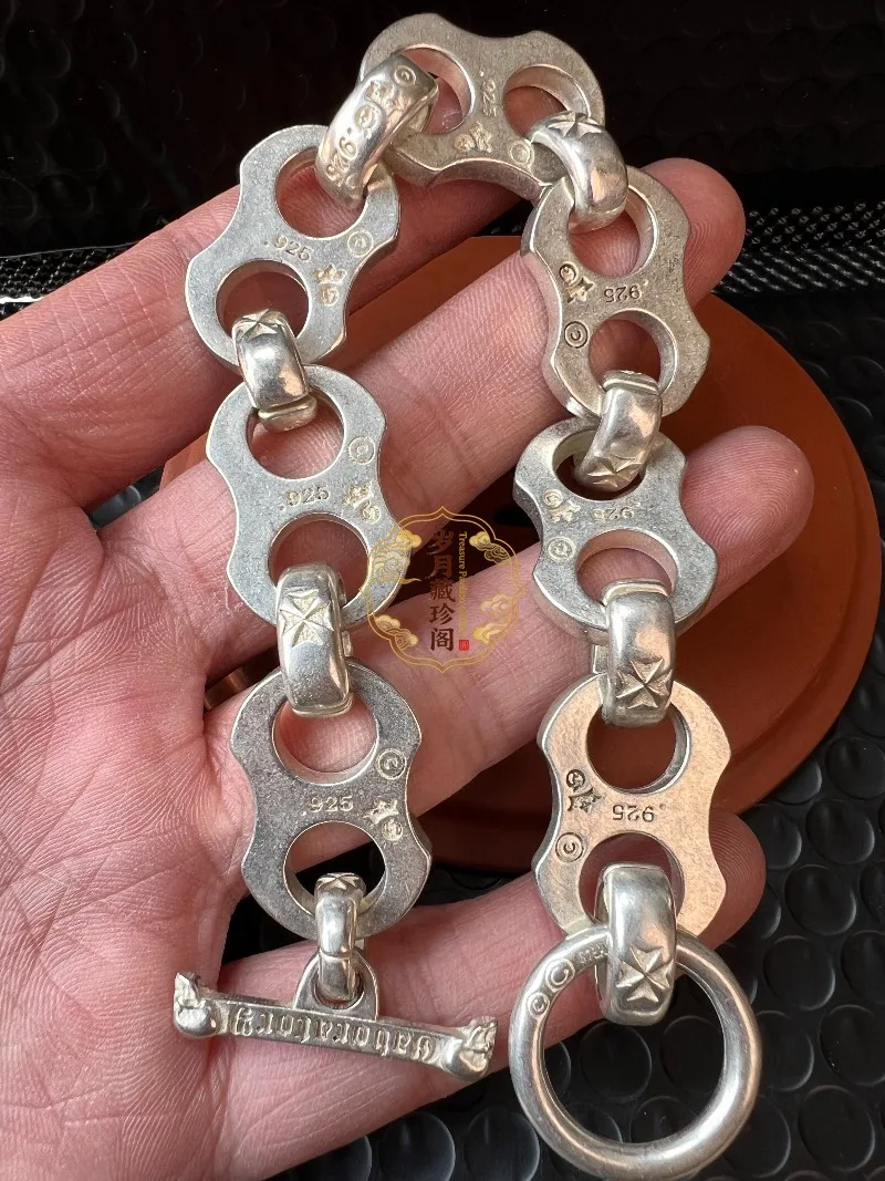 

2026 Hot S925 Tibetan Silver Chain Buckle Bracelet, Fashion Couple Jewelry for Men & Women, Personalized Gift