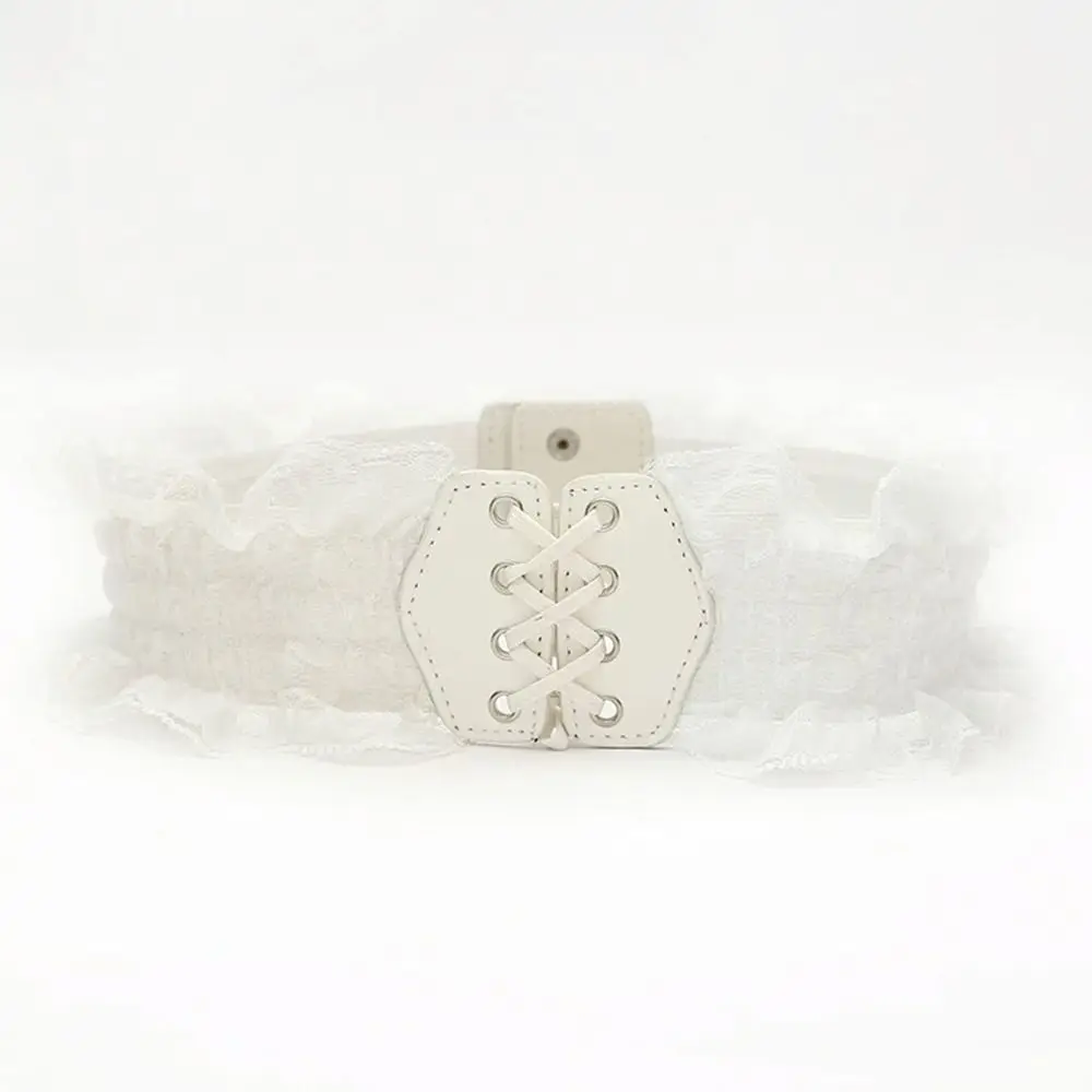 레트로 레이스 와이드 허리 벨트 한국 버전 DIY 스트레치 허리띠 장식용 탄성 허리 밴드 여성용 레이디 소녀 신부용