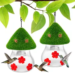 Hummingbird Feeder Outdoor Hanging Flocking Mushroom Shape Bird Outside Water Birds Drinking Metal Garden Yard Patio Decoration