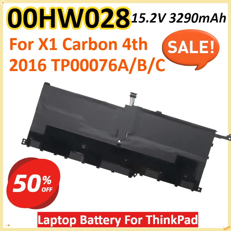 

00HW028 15,2 В 3290 мАч 52 Втч аккумулятор для ноутбука ThinkPad X1 Carbon 4th 2016 TP00076A/B/C Высококачественная перезаряжаемая батарея
