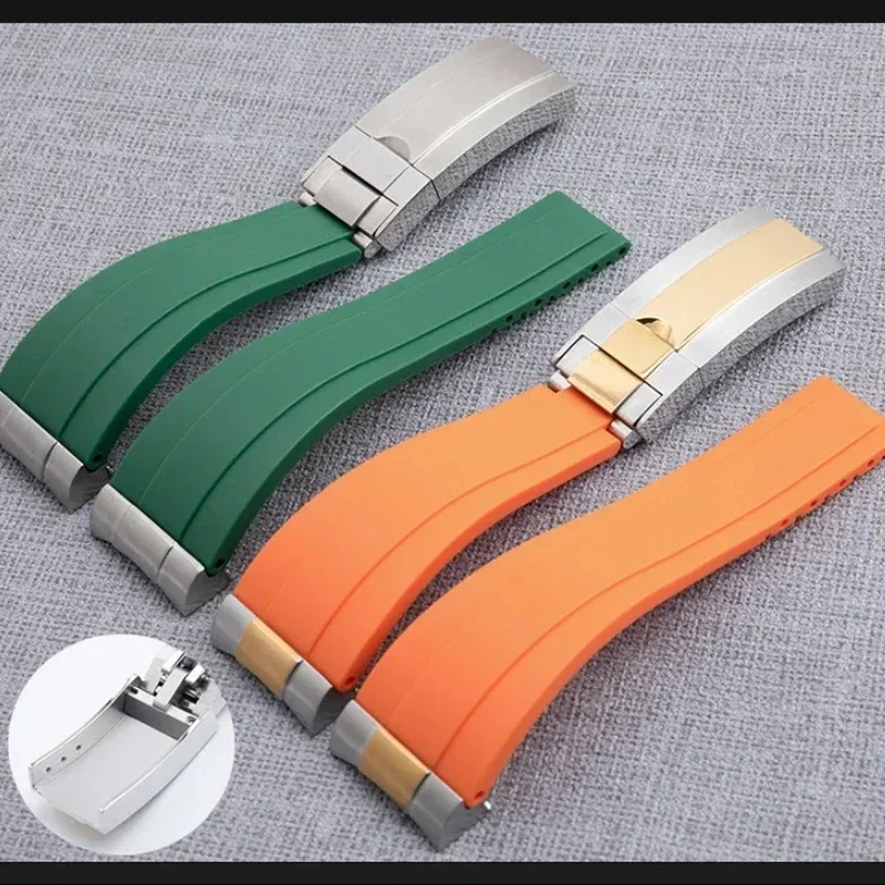 

20mm Soft Rubber Watchband For Rolex Strap GMT OYSTERFLEX Daytona Submariner GMT Yacht-Master Folding Buckle