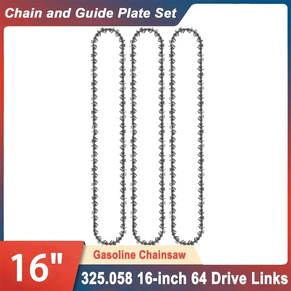 

Strong & Agile 16-inch Gas Saw 16" Gasoline Chainsaw Chain 64 Links 0.325" Pitch 0.058" Guide Groove Alloy Rounded Cutter Head