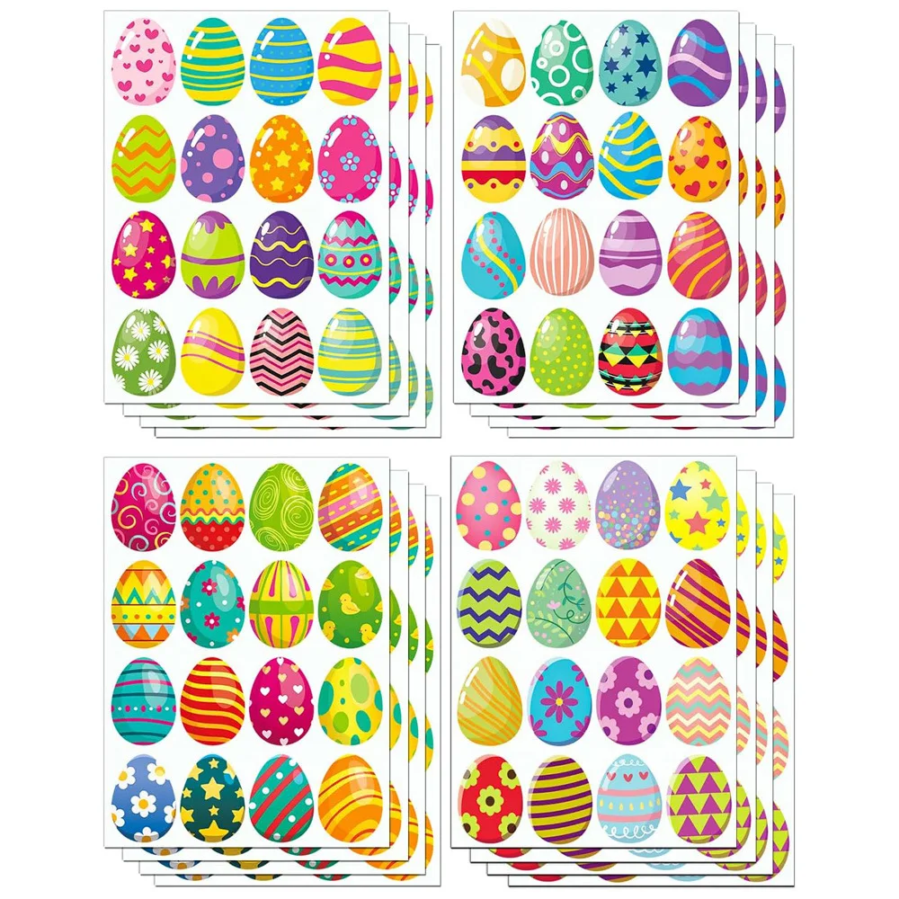 

Cartoon Egg Shape Stickers Easter Decoration Gift Bags Boxes Sealing Sticker Paper Labels Festival Party Supplies Scrapbooking