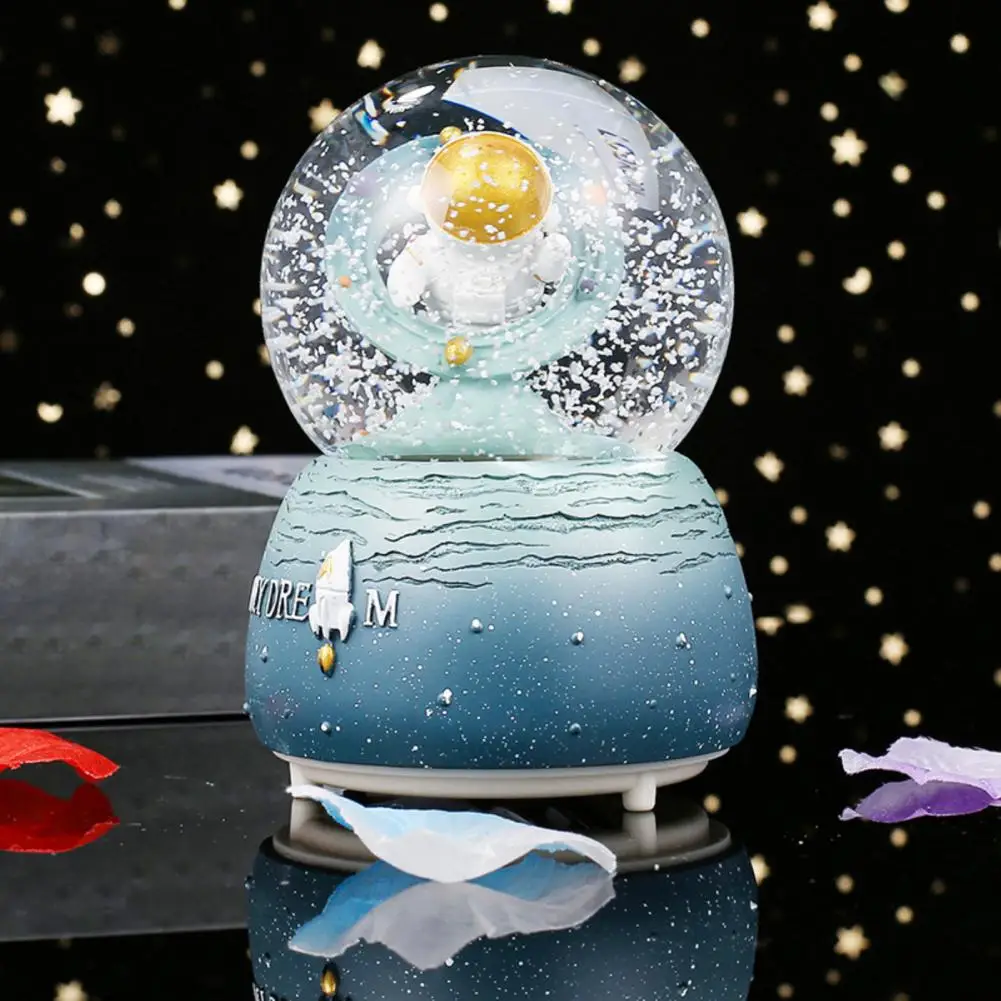 Eye-catching  Practical Astronaut Figurine Snow Globe Glowing Crafts Crystal Snow Globe Fashion   for Festival