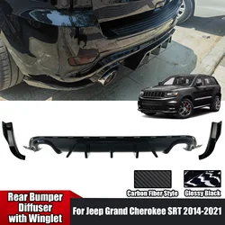 A Set For Jeep Grand Cherokee SRT 2014-2021 Car Rear Bumper Diffuser With Winglet Side Corner Splitter Spoiler Lip Modified Kit