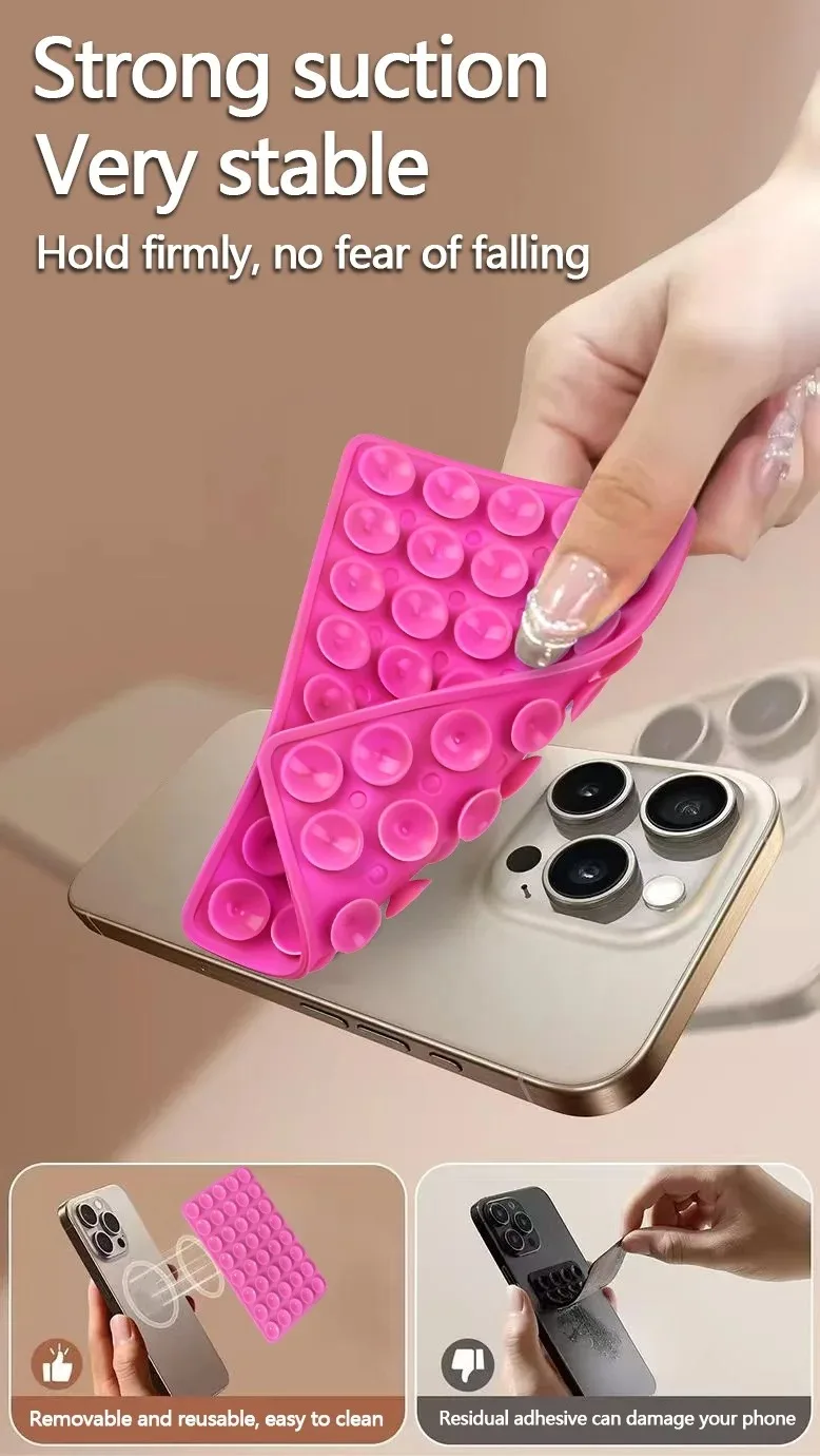 سيليكون شفط كأس جراب هاتف جبل مزدوج الوجهين ملحقات الهاتف حر اليدين حامل قبضة قوي لصور السيلفي ومقاطع الفيديو #3