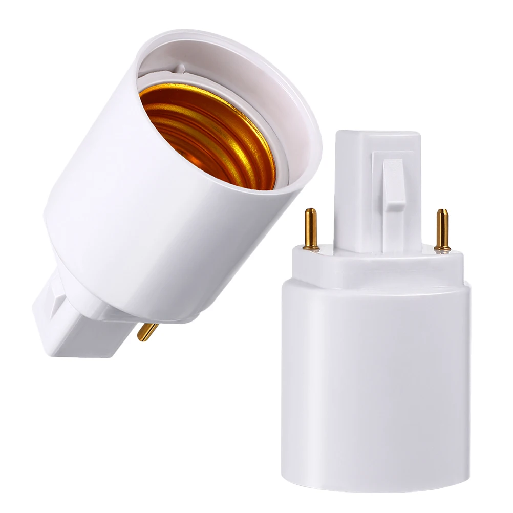 

2pcs G24d to E27 Lampholder Converter Plastic Durable Easy Installation Home Office Bulb Compatible Socket Adapter