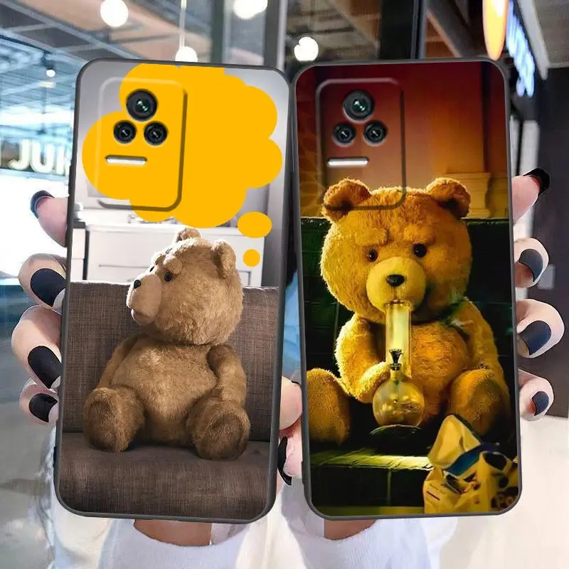 Naughty Cute T-Teddy Bear Phone Case For Redmi K60 K50 K40 Gaming K30 13C 12C 12 10 10C 9T 9A 9 Pro Case Funda Coque Shell Capa