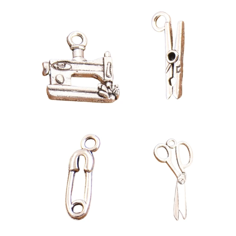 Pack of 30 Silver Finished Antique Sewing Tools Pendants for Crafting Unique Jewelry and Accessories