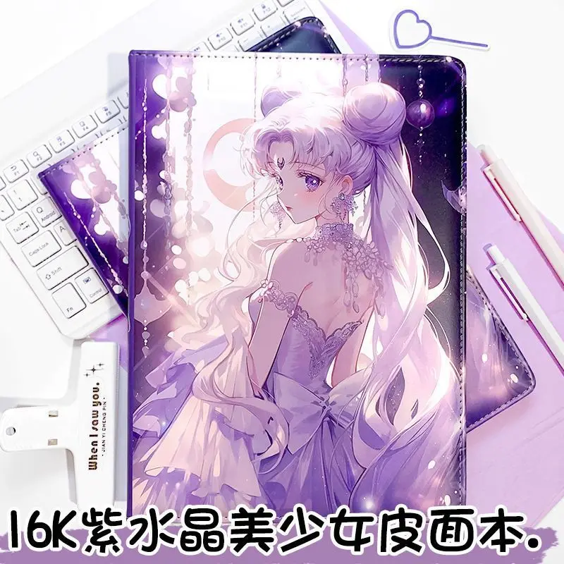 Sailor Moon 16K Notebook Nuovo PU Pelle Pagina a colori Notebook Studente Cartoon Animazione Modello Tsukino Usagi Libro dei conti a mano