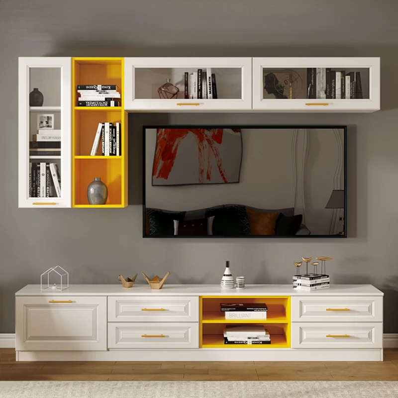 Simple TV Cabinet Combination Wall Cabinet Multifunctional Living Room TV Cabinet Background Wall Overall Wall-Mounted Locker