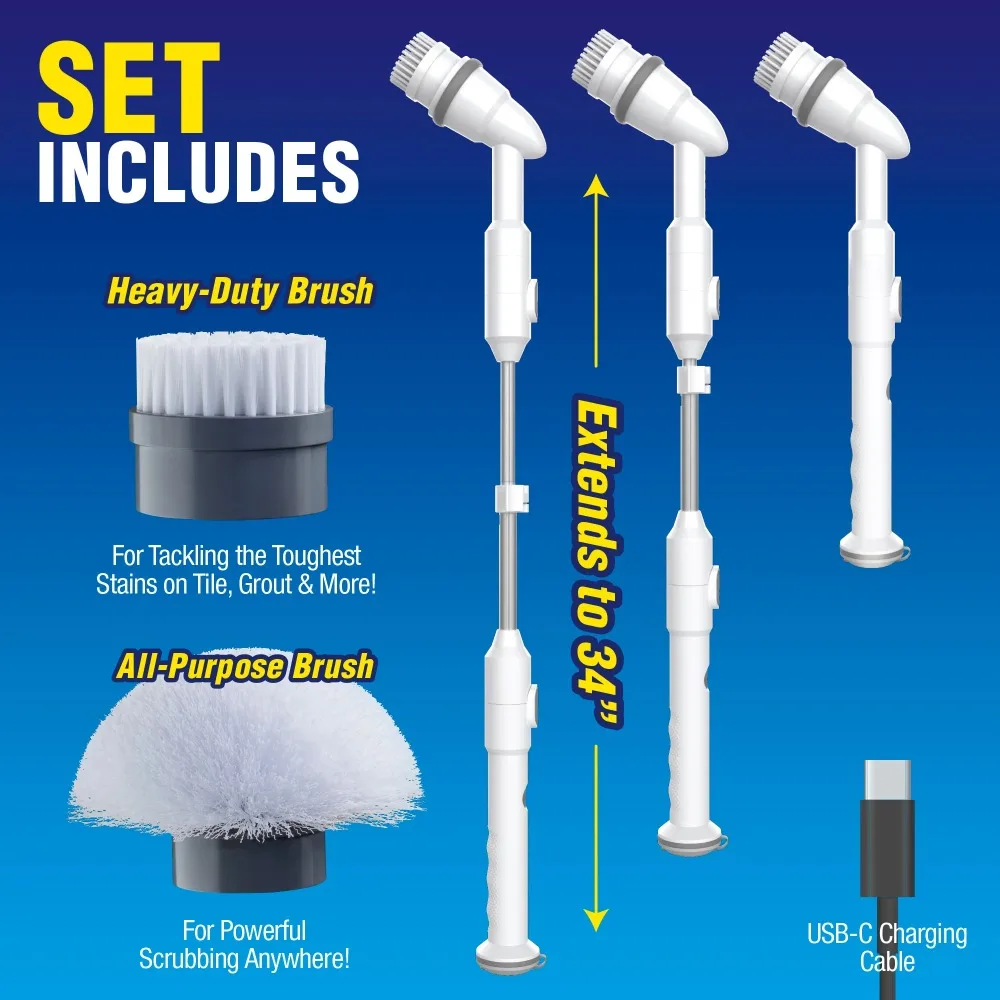 2025 Voom ®   Spin Scrubber Spazzola per pulizia senza fili Spazzole potenti, resistenti e multiuso ricaricabili