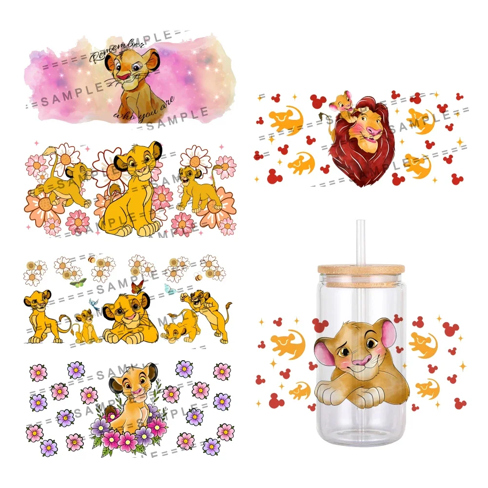 Disney Cartoon Lion King Pattern UV DTF Transfer Sticker Waterproof Transfers Decals For 16oz Glass Cup Wrap Stickers