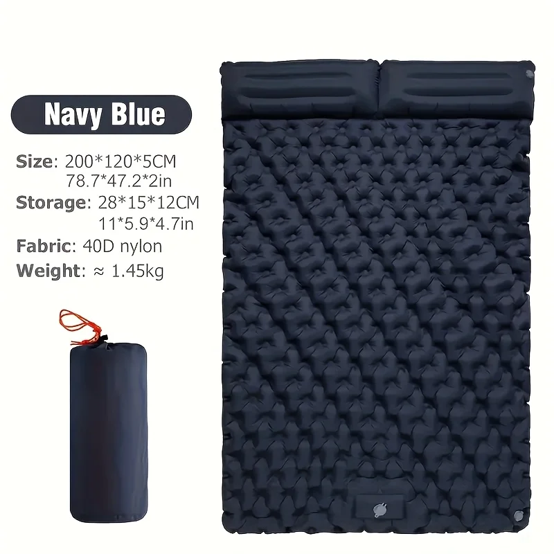 

Double Foot Pump Inflatable Mat, Outdoor Camping Moisture-proof Pad, Thickened Sleeping Mat With Pillow, Portable Folding Air Ma