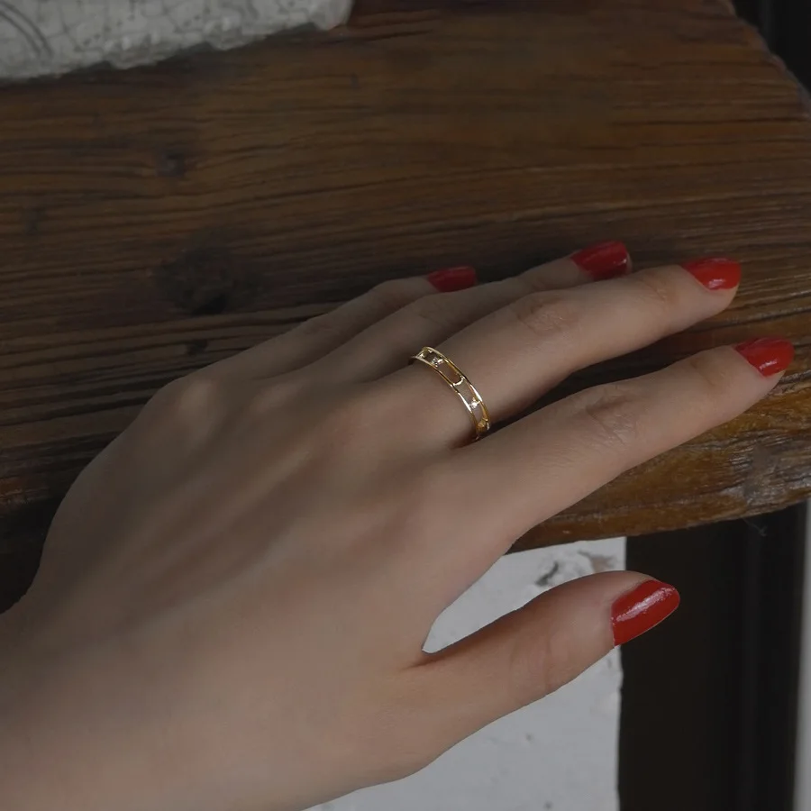 Ins خاتم مزاجه بسيط S925 الفضة النقية أنثى تصميم الأزياء المتخصصة 2021 خاتم نمط جديد رائع #3
