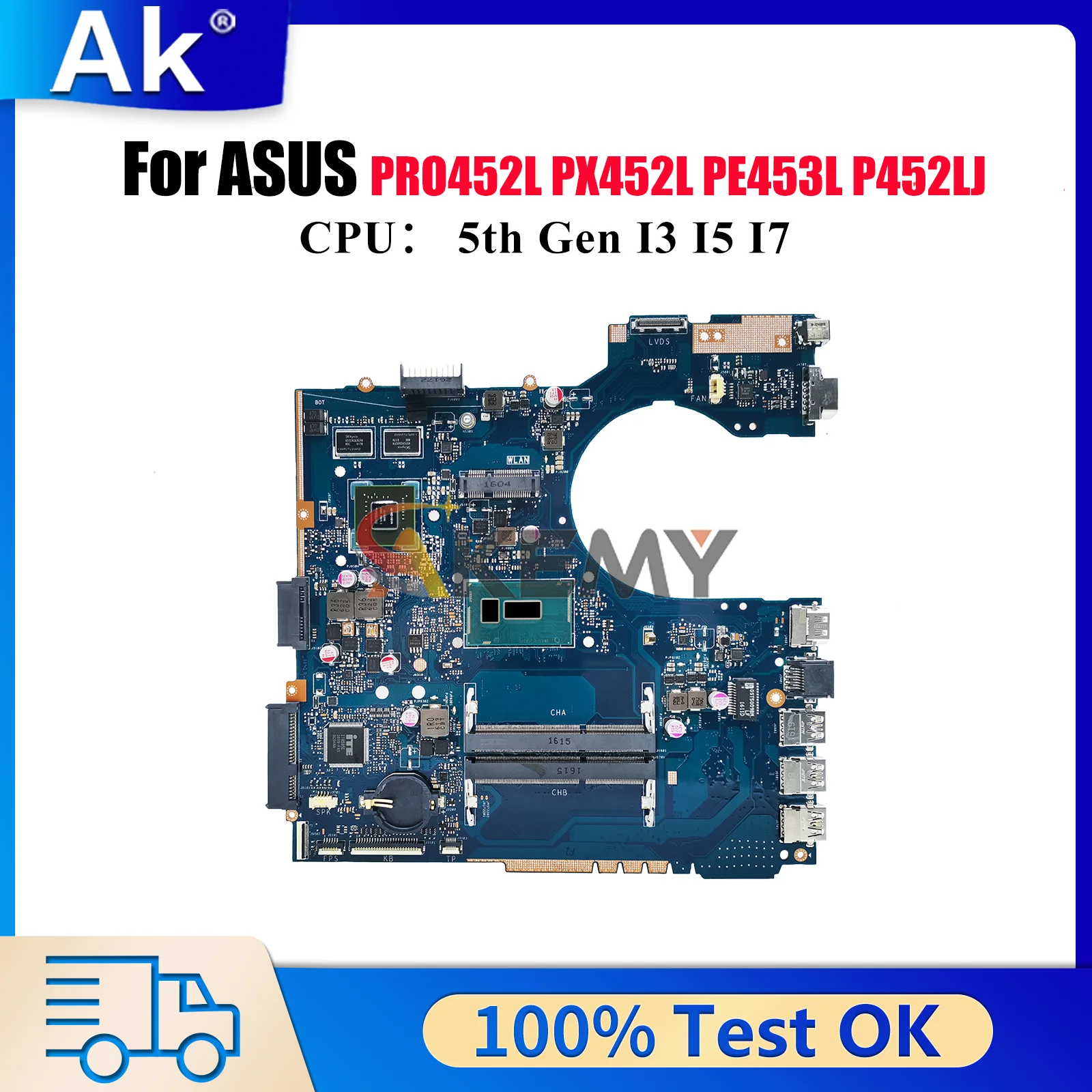 

P452LJ Материнская плата для ноутбука ASUS PX452L P452L P452LJ PRO452L PE453L Материнская плата для ноутбука с процессором I3 I5 I7 100% тест ОК быстрая доставка