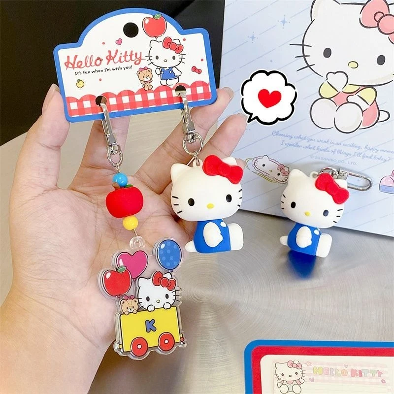 

Sanrio Hello Kitty Anime Kawaii Keychain Pendant Cute Cartoon KT Cat Schoolbag Decoration Lovely Christmas Gifts for Kids