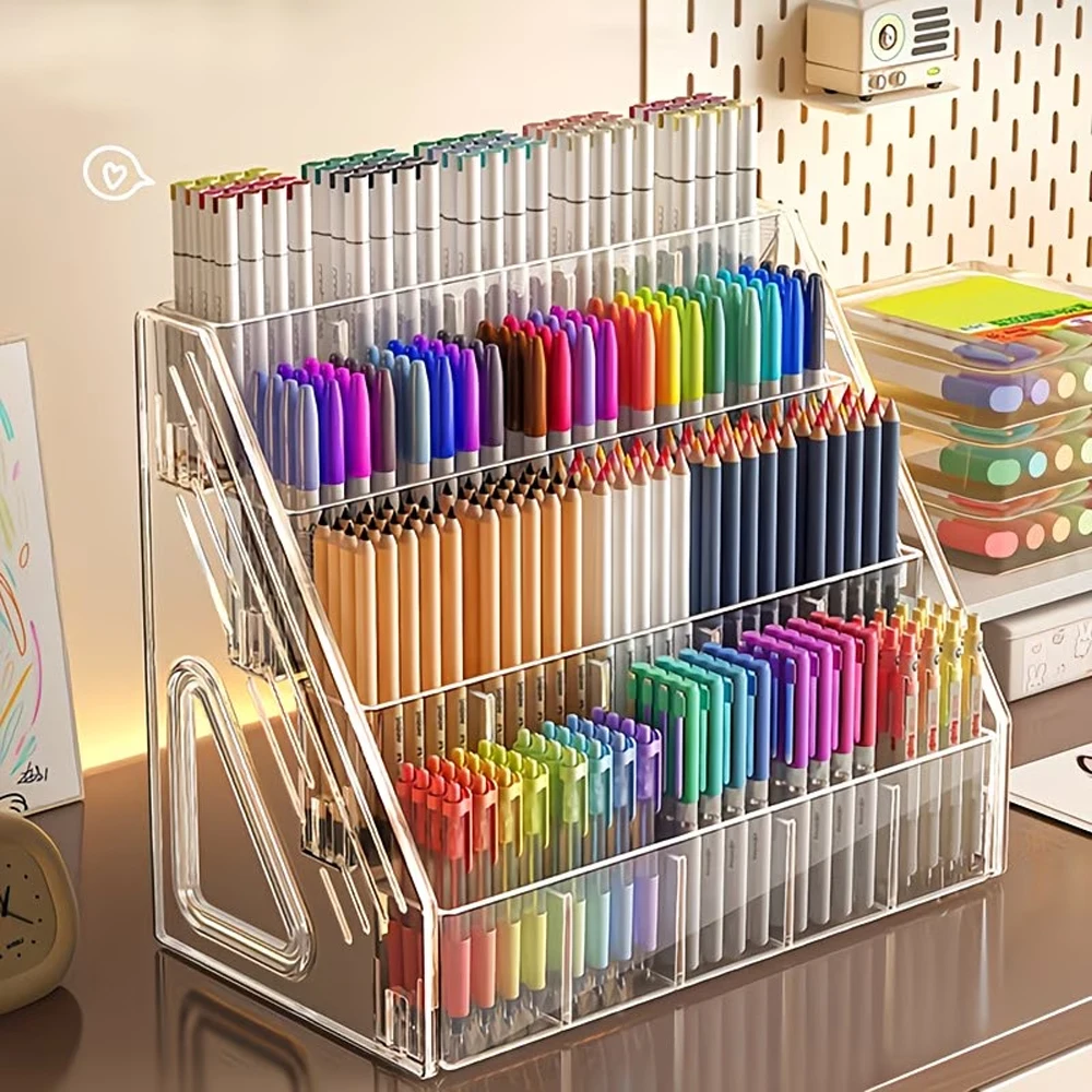 3-lagiger transparenter Getränkebeutel-Aufbewahrungstrenner, Stifthalter, Marker-Aufbewahrungsregal, Nagellack-Präsentationsständer, Kosmetik-Organizer