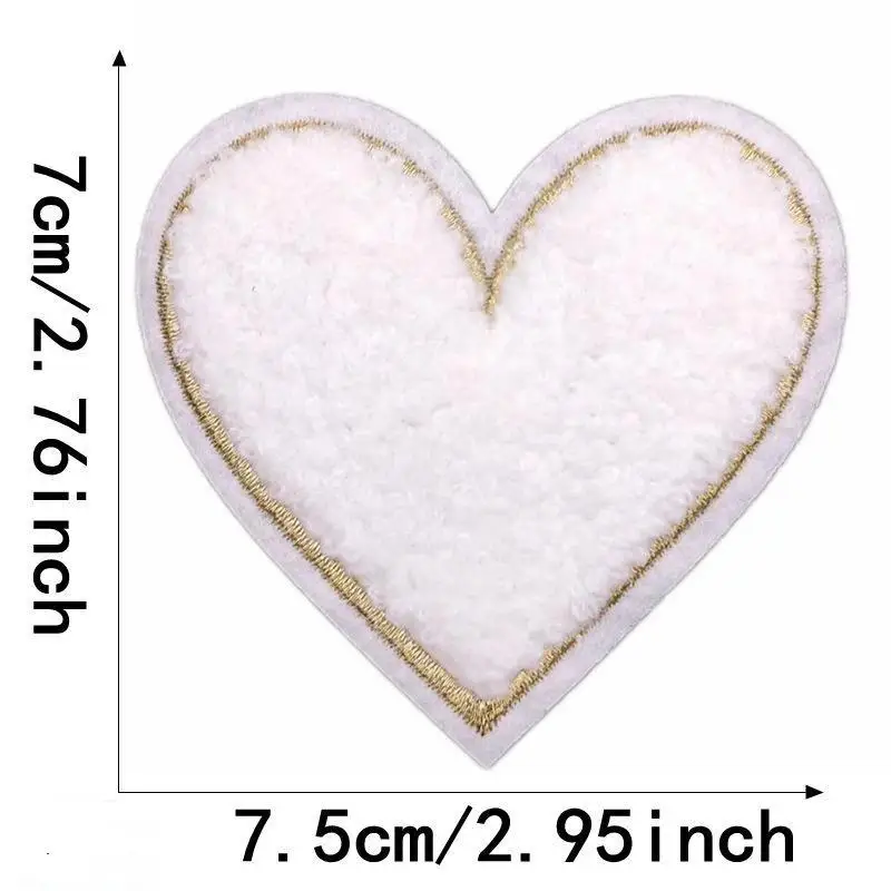 Mehrfarbige Handtuch-Stickerei-Herz-Aufnäher zum Aufbügeln, weich, flauschig, einfach anzubringen, perfekt für DIY-Jacken, Taschen, Bastelarbeiten, Dekorationen. – Detail 15