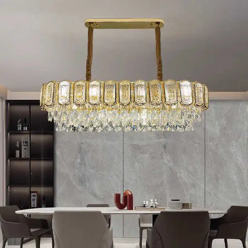 

French Living Room Crystal Light Modern Light Luxury Chandelier Round Home Dining Room Light High-end Atmospheric Villa Hall