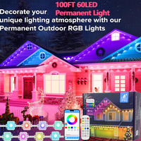 30M 60LED Permanent Eaves LED Lights Outdoor Waterproof RGB String Lights DIY Scene Christmas Birthday Holiday Party Lighting