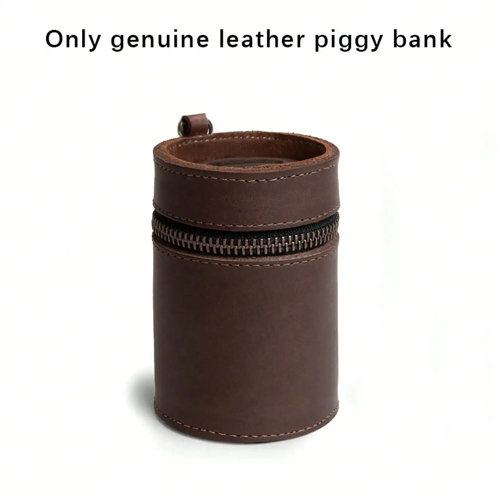 Handmade piggy bank made of top-grain cowhide leather, fits into car cup holders, coin purse, coin storage box, money clip,