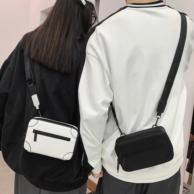 

1PC Men Shoulder Bag Male PU Square Crossbody Bag Men's Business Bag Male Solid Messenger Bag Travel Bag