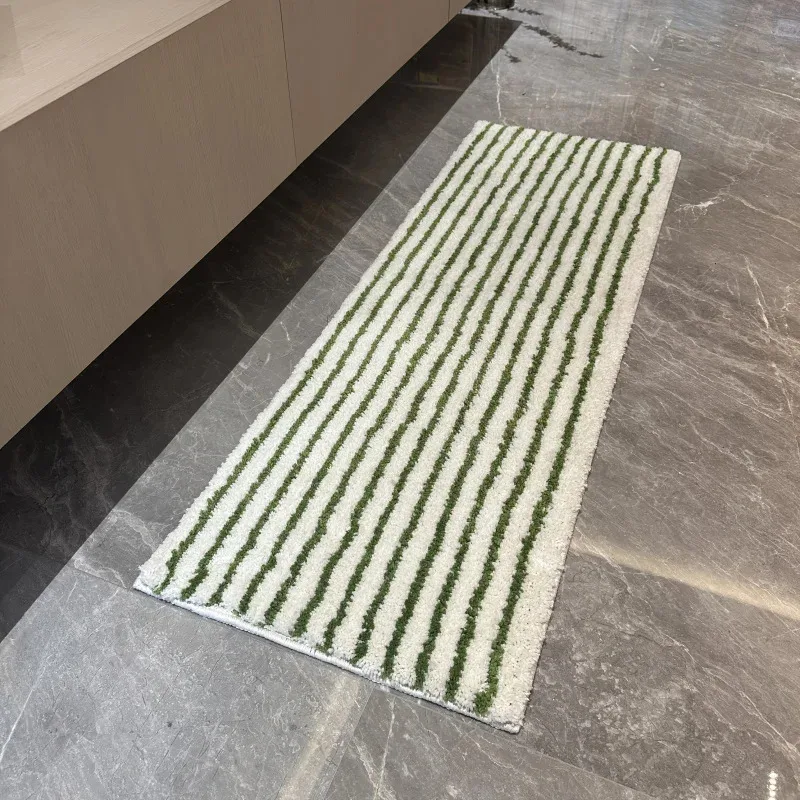VIKAMA Koreanische Nordische Gestreifte Badematte Rutschfeste Duschmatte Badezimmer Waschraum Eingangsbereich Bodenmatte Minimalistische Wohndekoration