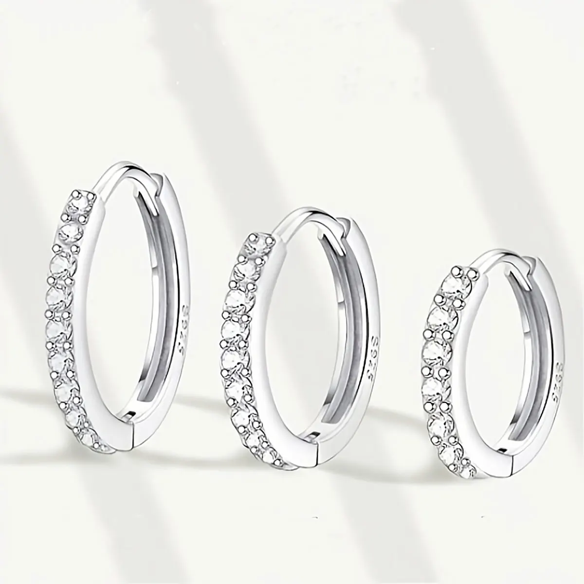 S925 Sterling Silver Pin Earrings Fashion Hoop Earrings White Gold Plated Earrings Nickel Free Earrings