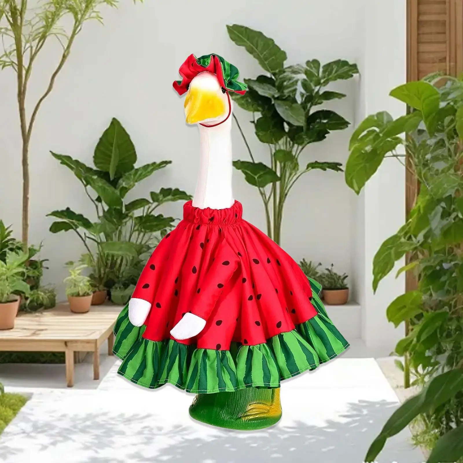 

Porch Goose Clothes Watermelon Dress Costume Outdoor Decoration with Frilled Hat