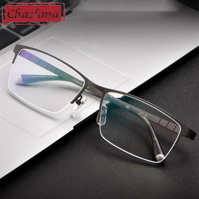 Chashma Oversize Glasses Men Pure Titanium Wide Optical Frame Prescription Crystal Top Quality Eyewear Progressive Lenses