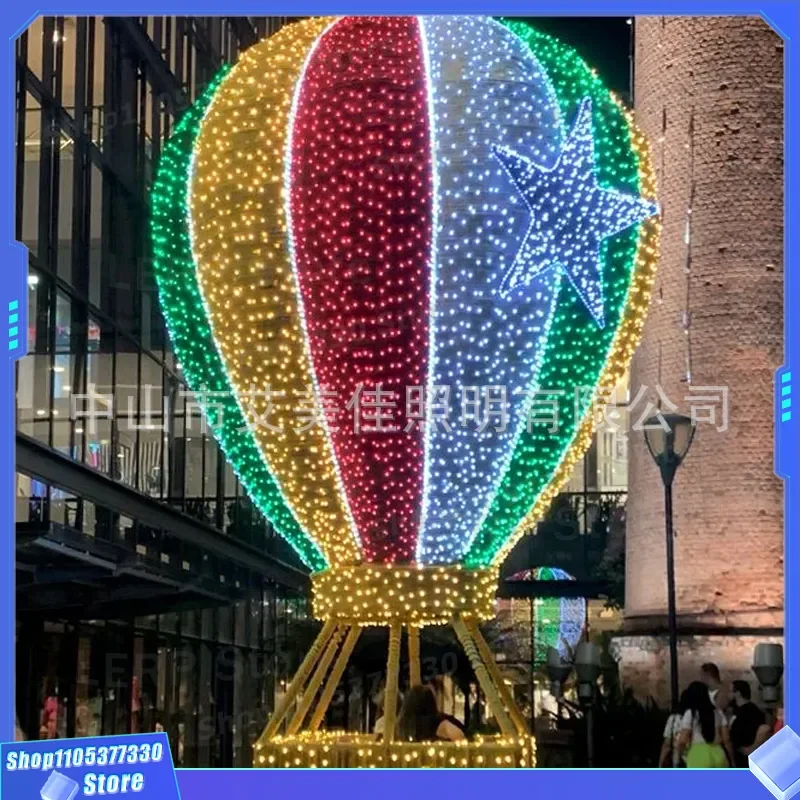Custom Wrought Iron Hot Air Balloon LED Light Large Modeling Lamp for Commercial Square Cultural Tourism Decoration Festival