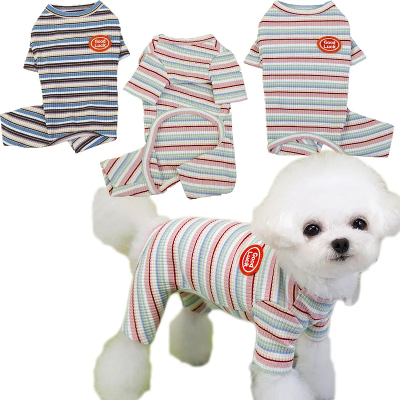 

Dog Clothes Striped Pajamas Overalls For Small Dogs Dachshund Yorkie Chihuahua Pet Costume Bodysuit Puppy All-In-One Jumpsuit XL
