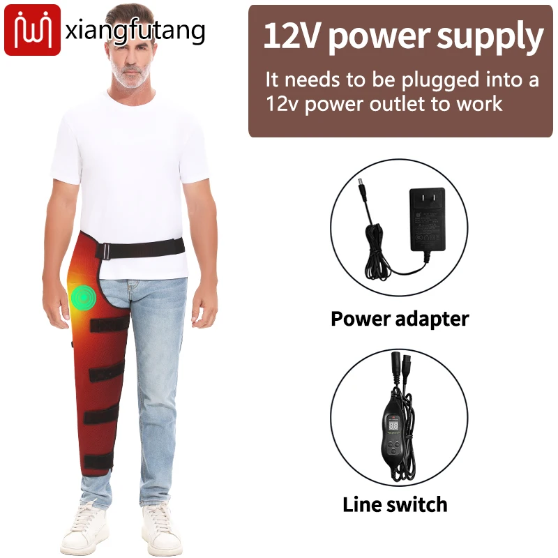 Long Hip Leg Heating Pad with Vibration Massager Leg Warmer Electric Heated Leg Wrap for Hip & Thigh & Knee & Calf Pain Relief