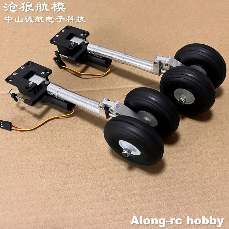 128 to 228 mm Nose Retractable Damping Kneeling Side Landing Gear with 2 Wheels for 3-6 kg DIY Transport Aircraft RC Plane Parts