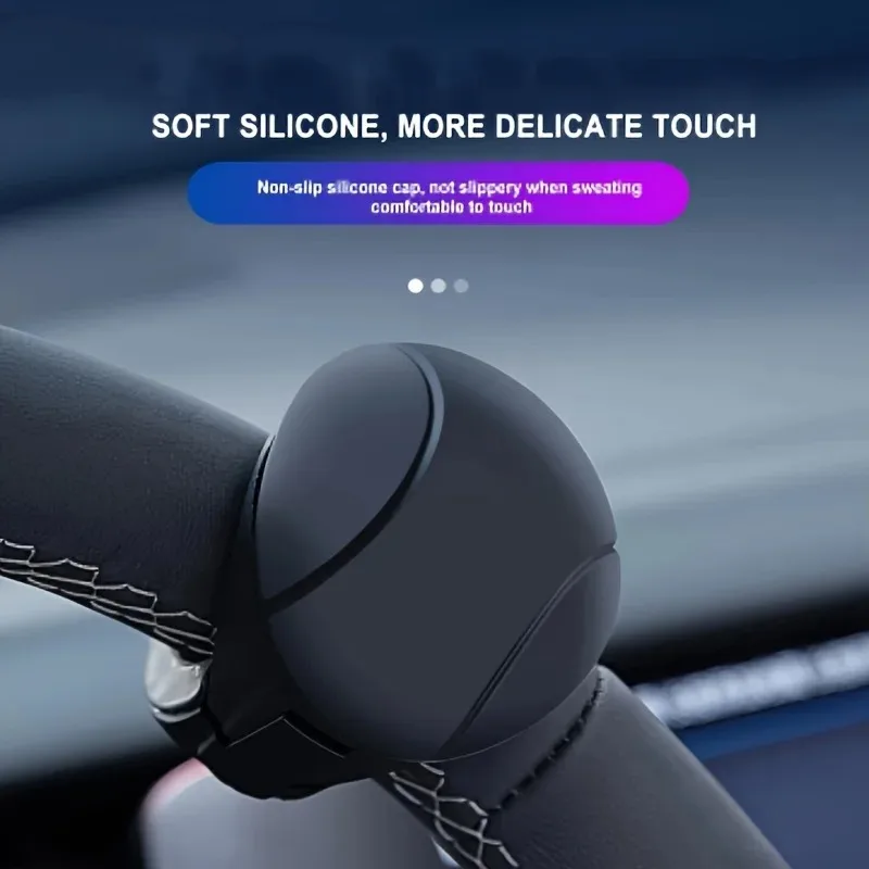 Easy-Grip Silicone Steering Wheel Knob 360° Smooth Rotation One-Hand Operation with Built-in Metal Bearing & Non-Slip Grip