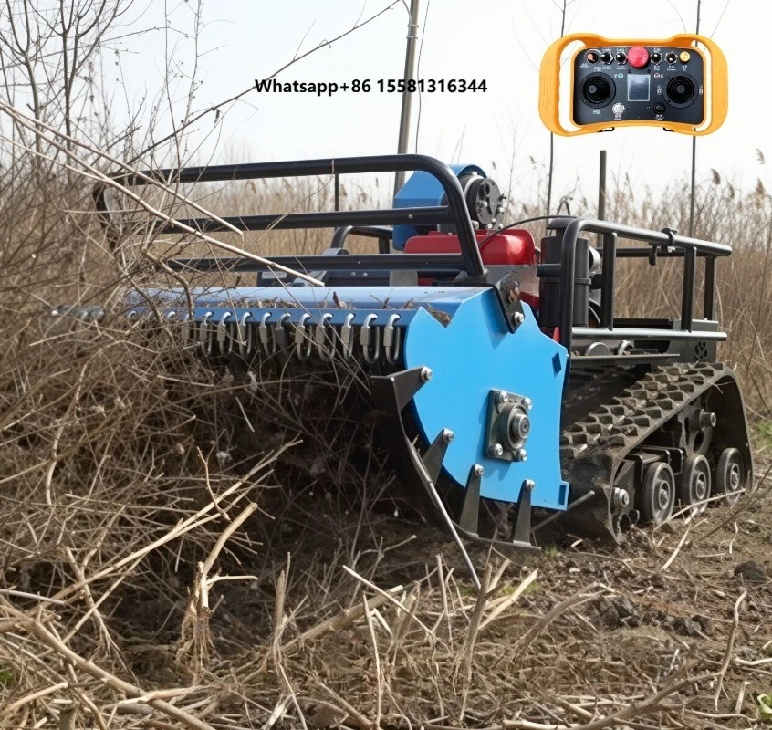 Heavy Duty Garden Brush Cutter Crawler Type Hillside Weed Cutting Machine Remote Control Lawn Mower