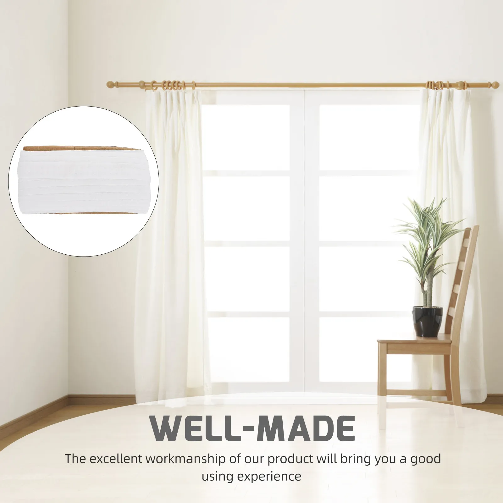 Premium Polyester Curtain Header Tape for Drawstring Curtains Heavy Duty Smooth Surface No Burrs Easy Installation Home Decor