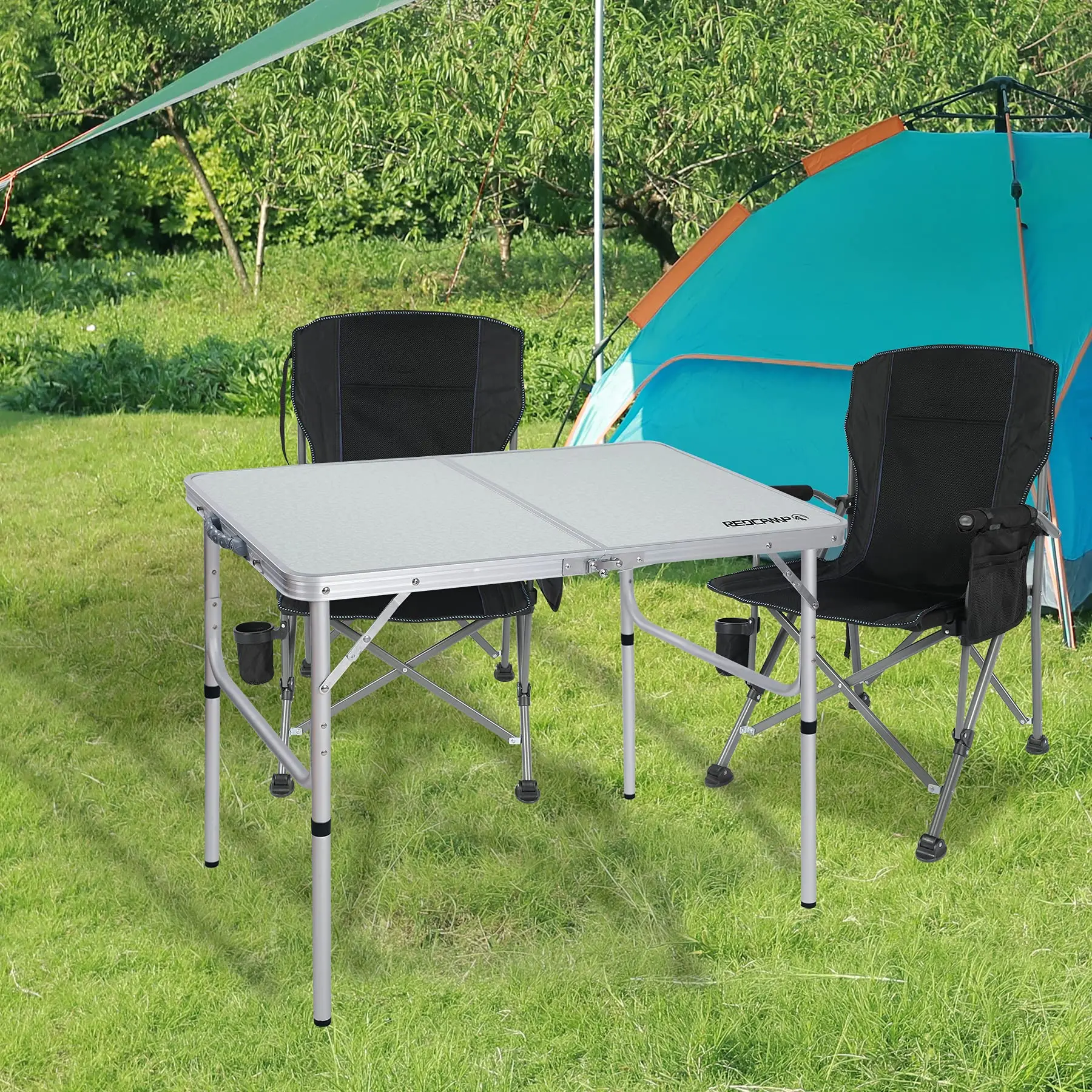 Oversized Folding Camping Chair,Sturdy Steel Frame Outdoor Camp Chairs Portable Lawn Chair with High Back and Cup Holder