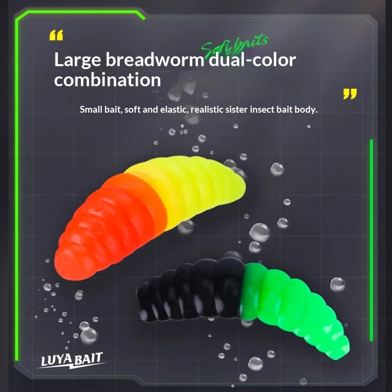 20 Stück Große 3,5cm/1,4g PVC-Wurm-Angelköder Realistische Würmer mit Schwanz für Salz- und Süßwasser – Detail 5