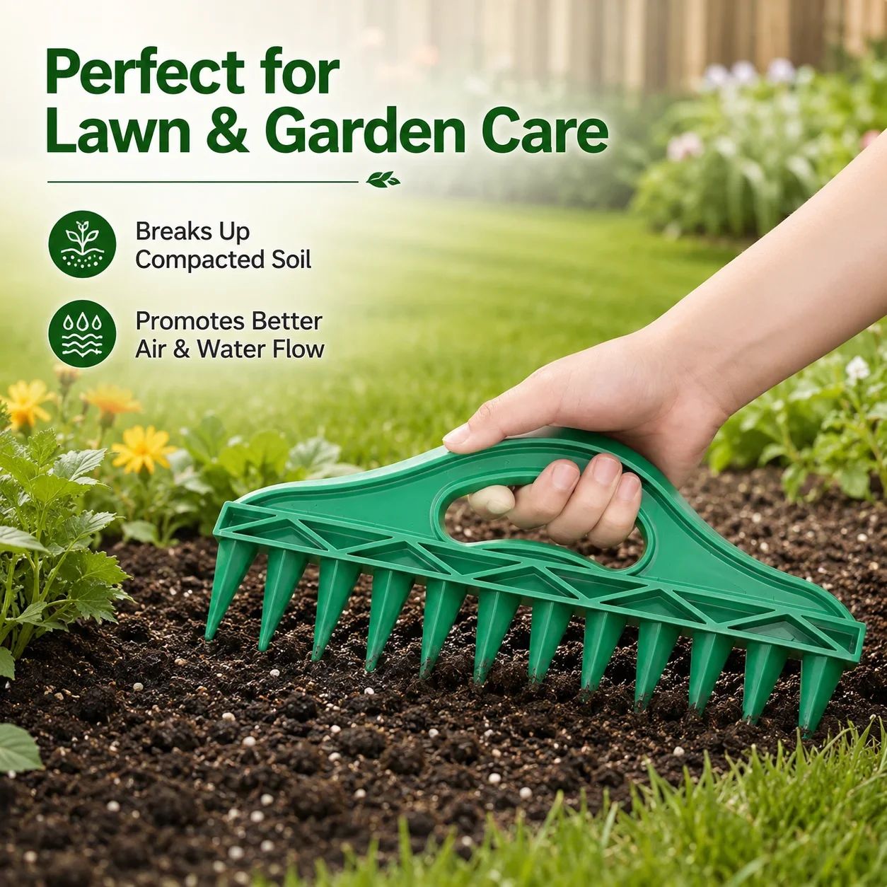 Seed Sowing Soil Hole Rake Multifunctional Digging Punching Tool Ergonomic Hand Held Garden Tool For Yard Planting