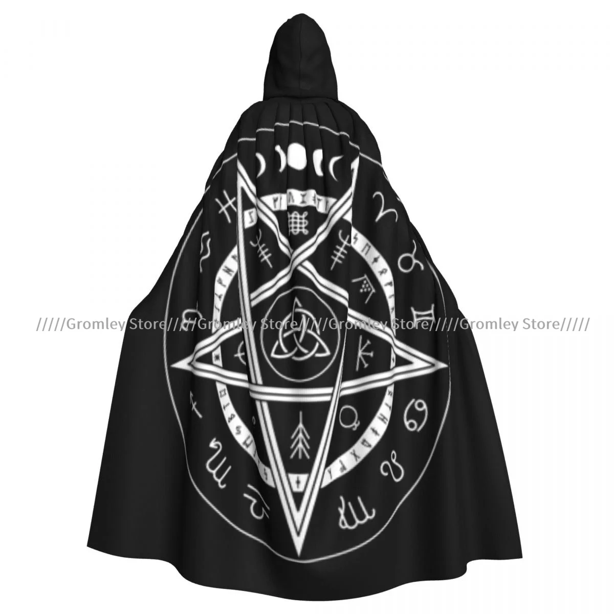 Magic Pentagram Occult Symbol Witch Cloak Halloween Cosplay Costume Adult Unisex Cloak Retro Ages Cape