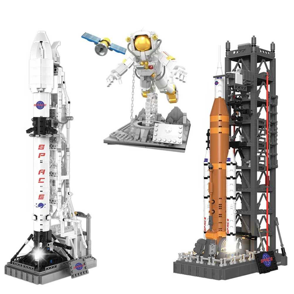 

Космический астронавт и 2-типная система космического запуска, ракета и строительные блоки, кирпичи для исследования космоса, игрушки, подарок для детей